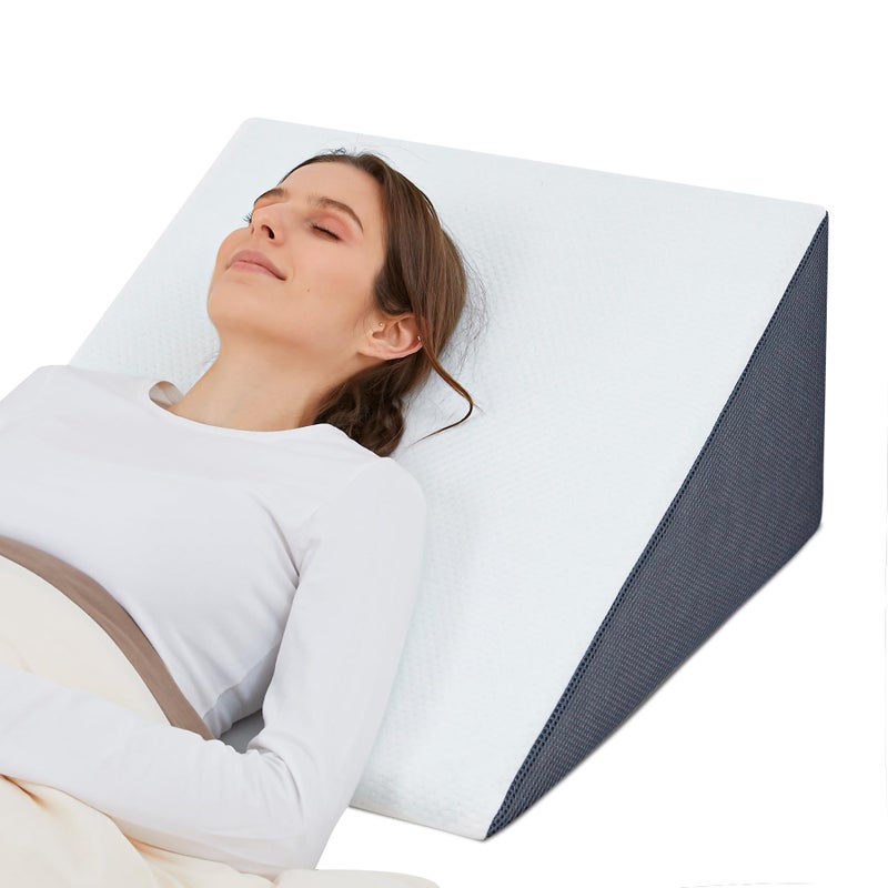 Touchutopia Bed Wedge Pillow for Sleeping 12 24 24 Triangle Cooling Memory Foam Top Elevated Support Wedge Pillow Removable Washable Cover